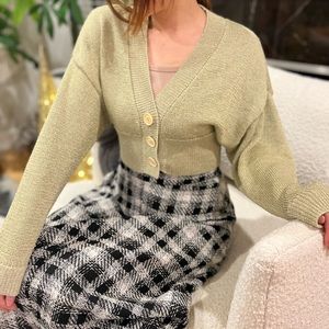 V-Neck Knit Cropped Cardigan